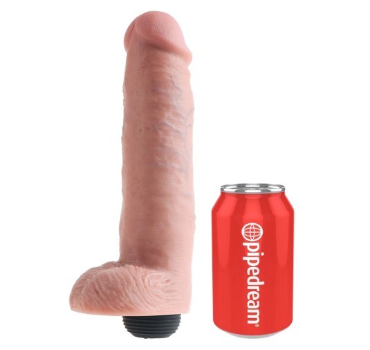 King Cock - Realistyczne Naturalne Dildo Z Wytryskiem 25 CM Jasny Kolor Skóry